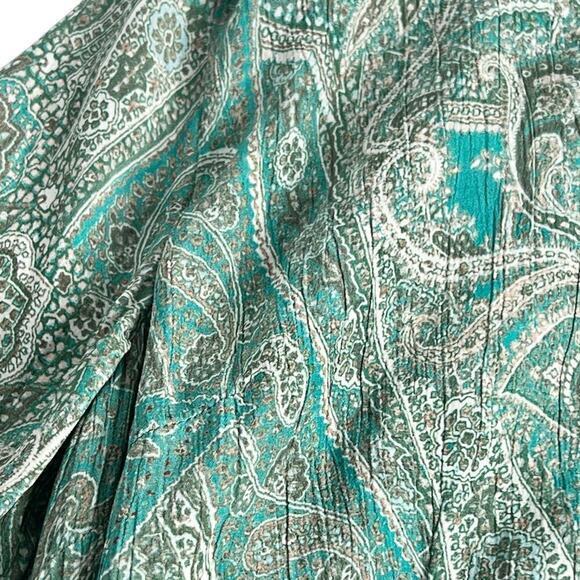 Soft Surroundings Aqua Scroll Design Button Up Dress Adair Dress Size L… - Picture 9 of 14